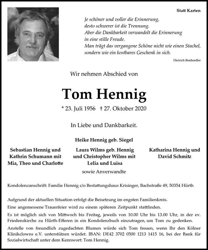 Erinnerungsbild für Pfarrer Tom Hennig